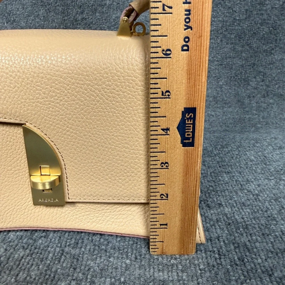 Arcadia Miele Arco Satchel Shoulder Bag Cream Genuine Leather Detachable Strap